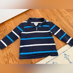 The Children's Place quarter-zip pullover in navy, white, and light blue stripes